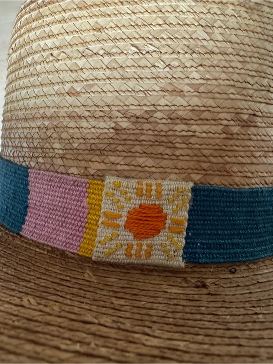 Sunshine Tienda Accessories - Handwoven Straw Sun Hat with Multicolor Embroidered Band